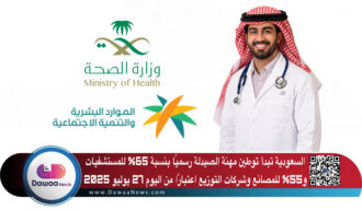 السعودية تبدأ توطين مهنة الصيدلة رسميًا بنسبة 65% للمستشفيات و55% للمصانع وشركات التوزيع اعتبارًا من اليوم 27 يوليو 2025