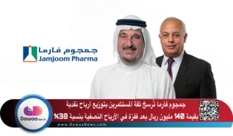 جمجوم فارما تُرسخ ثقة المستثمرين بتوزيع أرباح نقدية بقيمة  140 مليون ريال بعد قفزة في الأرباح النصفية بنسبة 38%